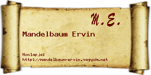 Mandelbaum Ervin névjegykártya